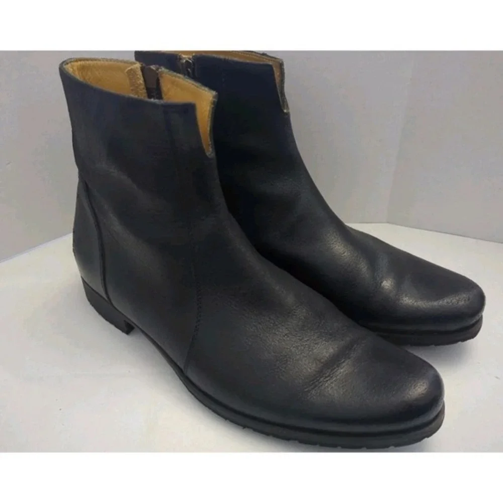 Billy‎ Reid Men Black Ankle Chukka Moto Boots Side Zip Handmade Italy 7.5-8 READ
